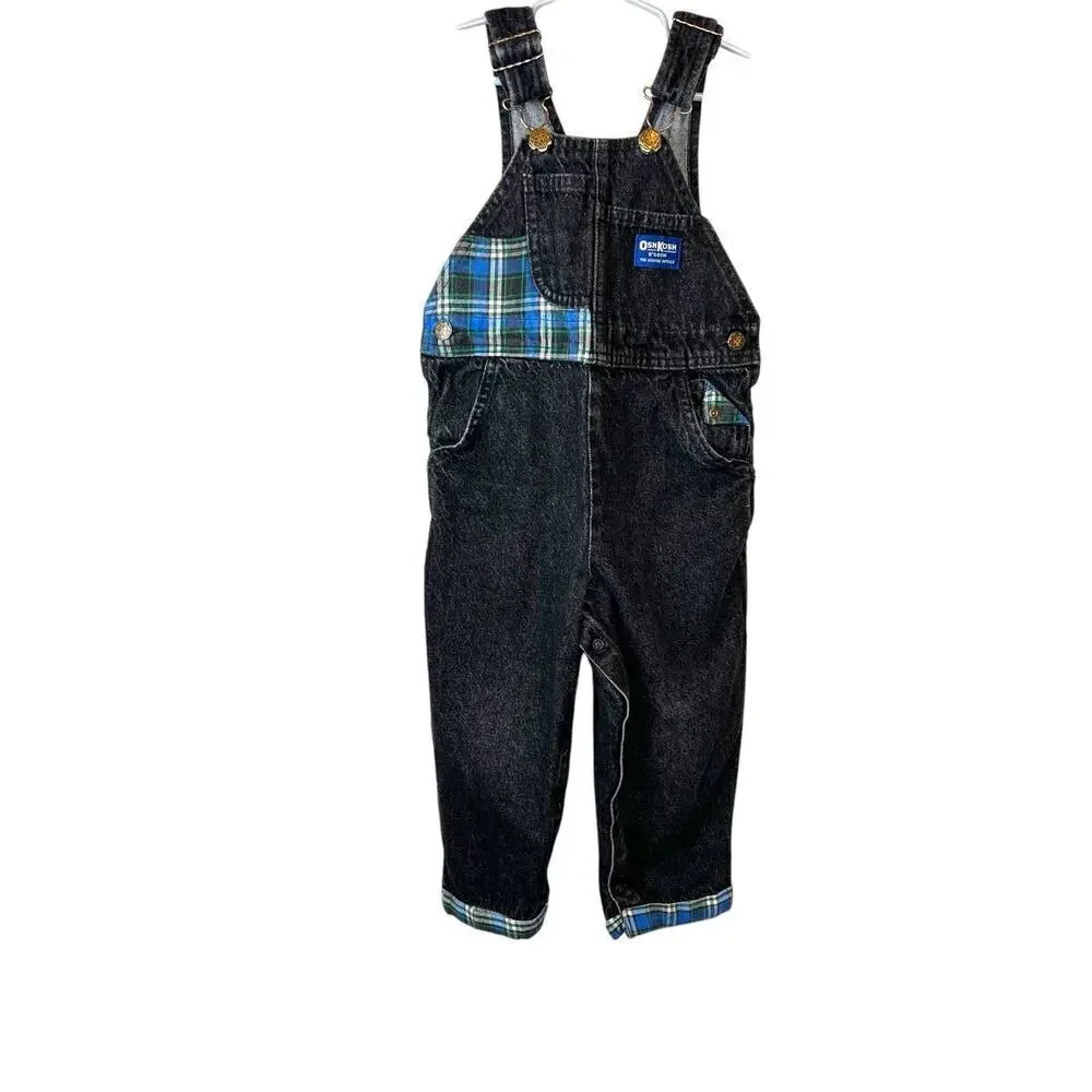 OSHKOSH B'GOSH Vintage Overalls 100% Cotton in Black Boys Size 3T